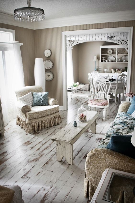 40 όμορφες Shabby Chic ιδέες διακόσμησης καθιστικού