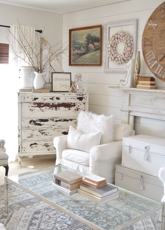 40 όμορφες Shabby Chic ιδέες διακόσμησης καθιστικού